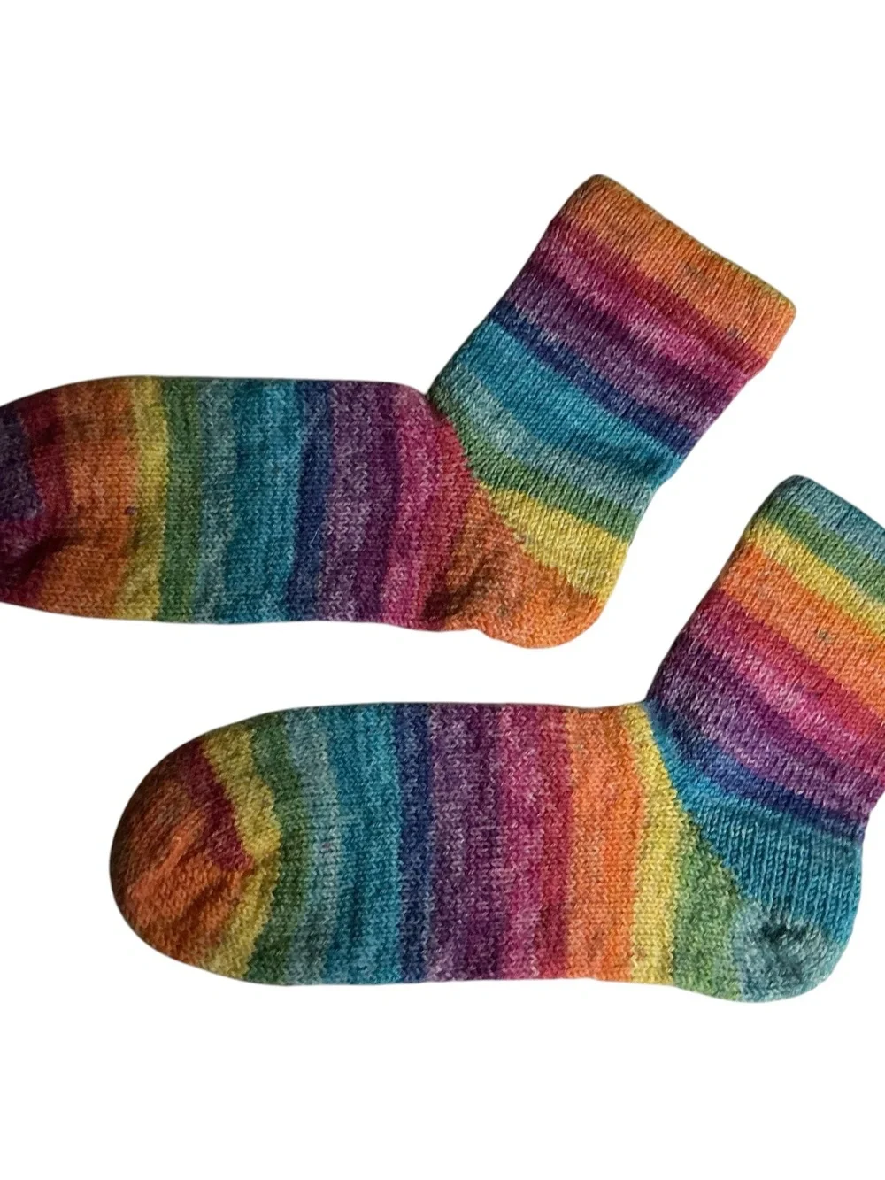 Sybil Rainbow Handcrafted Merino Wool Socks - Erlbacher Knit - Women Size 7-8.5